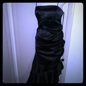 Black satin gown